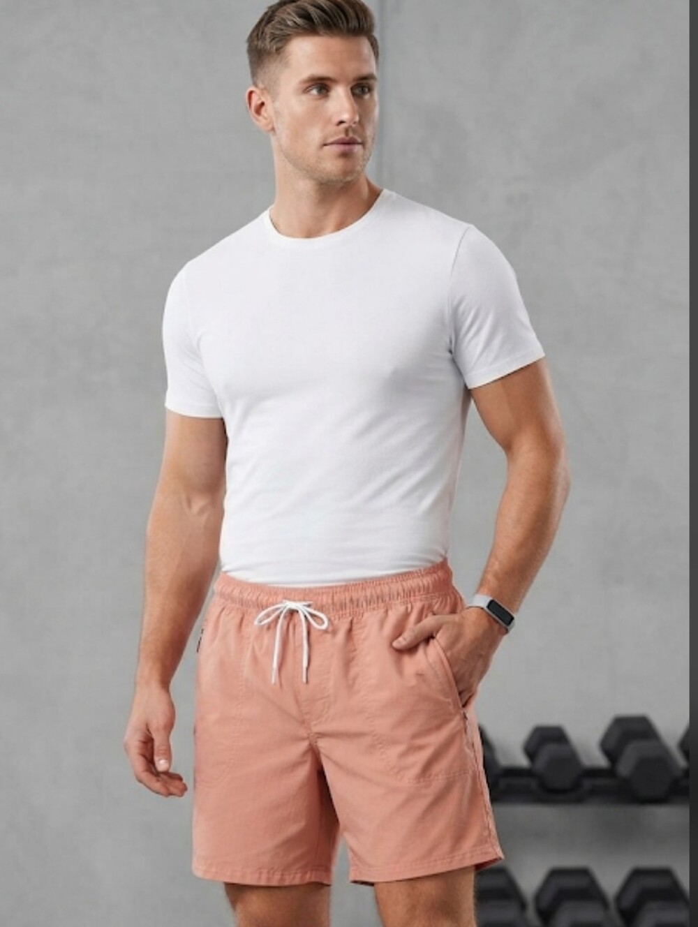 All In Motion Moisture-wicking Athletic Shorts Zipper Pockets Clay Pink Medium